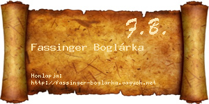Fassinger Boglárka névjegykártya